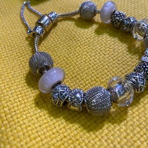 Silver and Clear Beaded Bracelet